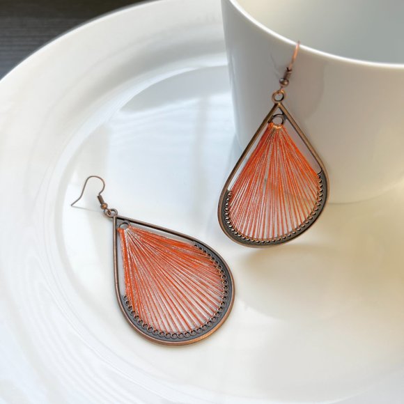 NEW "Dew" Bronze Earrings (Red) - Picture 3 of 6